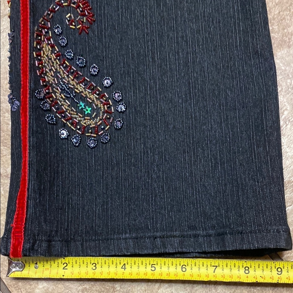 Denim 24/7 Black Wide Leg Jeans with Vibrant Embellishments Fall Denim - Picture 7 of 13